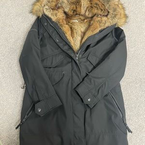 S13 full fur coat with hoodie